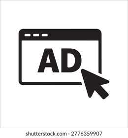 Online Ad Click Solid Icon, PPC Advertising Glyph, Digital Marketing Symbol