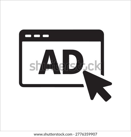 Online Ad Click Solid Icon, PPC Advertising Glyph, Digital Marketing Symbol