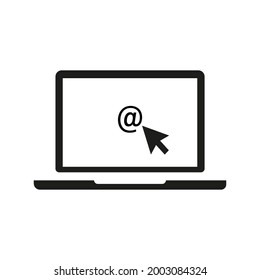 Online address icon on computer. Vector graphics