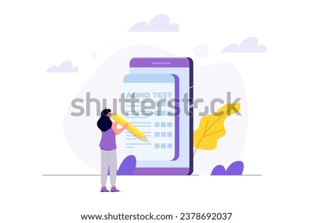 Online adhd, attention deficit hyperactivity disorder test. Vector illustrations for banner, website, landing page, flyer.