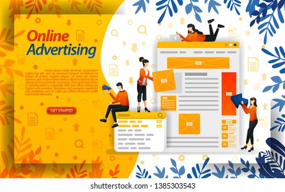 online ads. advertising on search engines. ad placement and PPC (pay per click), concept ilustration. can use for landing page, template, ui, web, mobile app, poster, banner, flyer, document, website