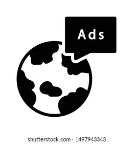 online ads glyph flat vector icon