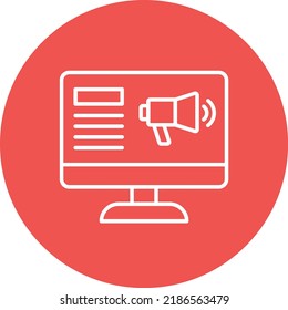 Online Ads line circle icon vector image. Can also be used for web apps, mobile apps and print media.