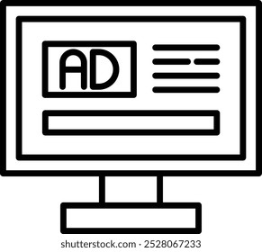 Ícone de ilustração vetorial de anúncios online