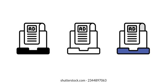 Diseño de icono de publicidad en línea con ilustración de material de fondo blanco