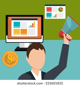 Online advertising and digital marketing, vector illustration eps10.