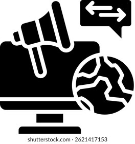Ilustração de vetor de glifos de ícones de anúncios online