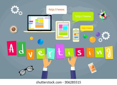 Online Advertising Internet Web Creative Concept Flat Vector Illustration