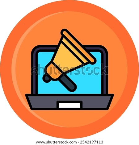 Online Advertising Line Filled Circle Vector Icon Design