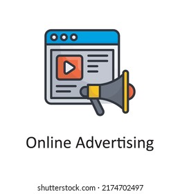 Online Advertising vector Filled outline Icon Design illustration. Project Managements Symbol on White background EPS 10 File