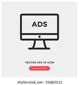 Online Advertising Vector Icon, Web Ads Symbol. Modern, Simple Flat Vector Illustration For Web Site Or Mobile App