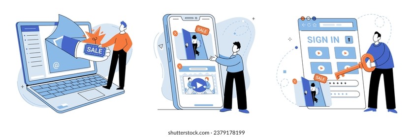 Online advertising vector illustration. The online advertising concept revolves around leveraging web and digital platforms to promote products Online networks provide vast cyberspace for businesses