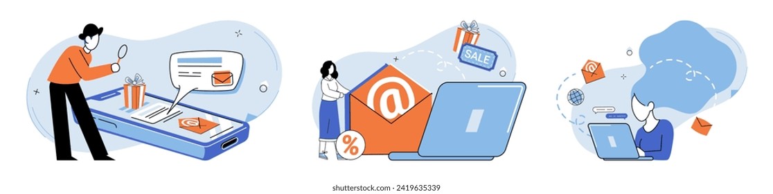 Online advertising vector illustration. The online advertising concept revolves around leveraging web to promote products and services Online networks provide vast cyberspace where businesses