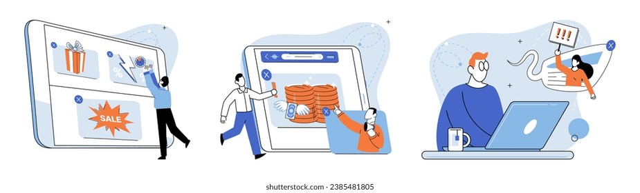 Online advertising vector illustration. Effective management online advertising campaigns is vital for maximizing their impact The global reach online advertising allows businesses to expand