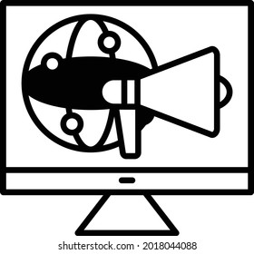 Online Advertising Vector Line Icon Design
