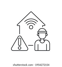 Online-Warnmeldungen von Dieben Linearsymbol. Smart House. Dünne, anpassbare Illustration. Contour-Symbol. Vektor-einzelne Rahmenzeichnung. Bearbeitbarer Hub