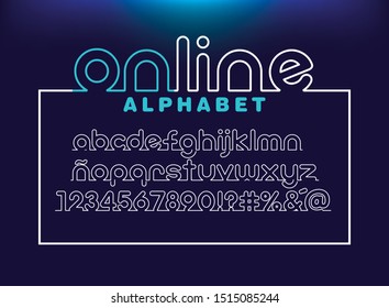 Online Alphabet And Number, One Line Font Thin Rounded