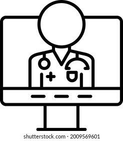Online Ambulance Vector Line Icon Design
