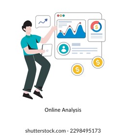 Online Analysis flat style design vector illustration. stock illustration