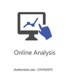 Online analysis icon. Vector illustration. Flat icon