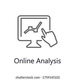 Online analysis icon. Vector illustration. Flat line icon