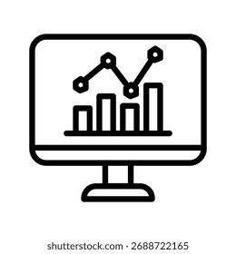 Ícone de linha de análise on-line , vetor, pixel perfect, arquivo ilustrador 
