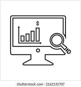 Online analysis, marketing analytics, data analysis icon. Outline vector design.