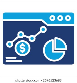 Analítico en línea Flat Blue Icon Ilustración vectorial