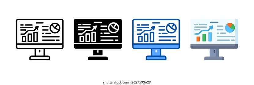 Conjunto de iconos analíticos en línea Paquete. Colección de iconos de estilo múltiple perfecta para Sitios web, App y presentaciones. Colección de icono de Vector simple