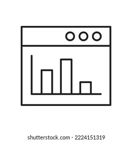 Diseño de icono de carrito de barras de análisis en línea. Ilustración vectorial de icono analítico de ventas, utilizada para presentación de aplicaciones móviles de sitios web. ilustración vectorial