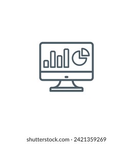 Online analytics line icon, vector best line icon on white background, EPS 10