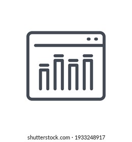 Online analytics line icon. Website with chart and graph vector outline sign.