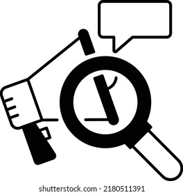 Online announcement vector icon design, Digital Marketing symbol, Search Engine Optimization Sign, SEO and SMM stock illustration, SEM with Magnifying Glass Concept