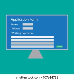Online Application form on Desktop monitor - talent acquisition  / recruitment / hiring process concept