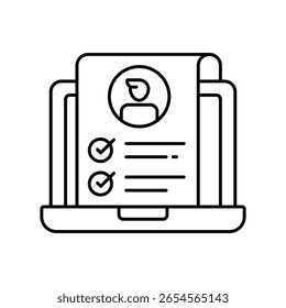 Formulario de solicitud en línea   Icono de estilo de ilustración de contorno de Vector. Archivo EPS 10