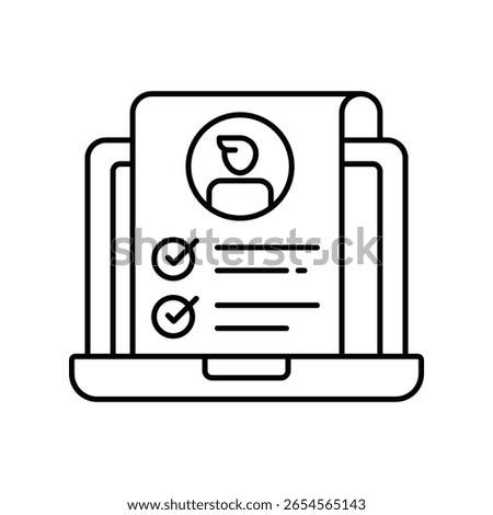 Online Application Form   Vector outline illustration style icon. EPS 10 file
