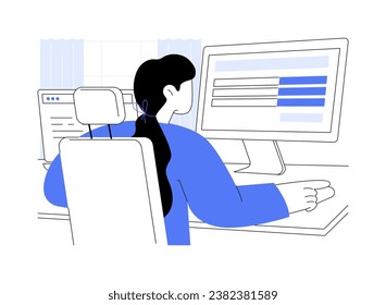 Online application isolated cartoon vector illustrations. Woman fills out a form for a business loan using computer, getting startup capital, online lender, credit score vector cartoon.