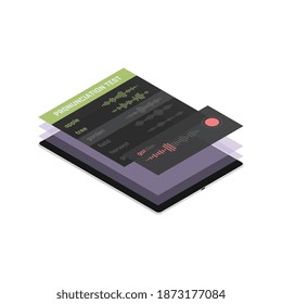 Online application for learning languages 3d isometric concept vector illustration