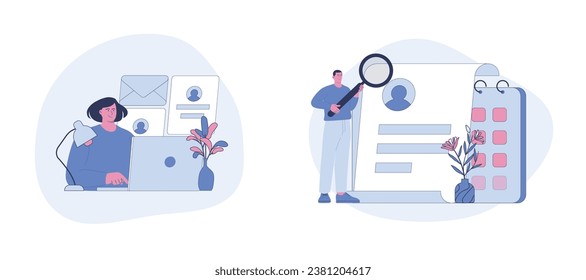 Online application and resume screening. Vector illustration, suitable for web landing page, ui, mobile app