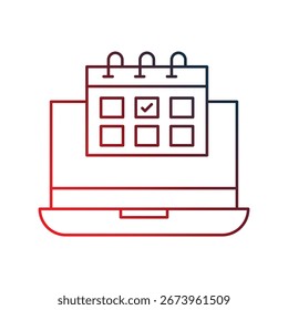 Online-Termin-Symbol mit weißem Hintergrund, Vektorgrafik