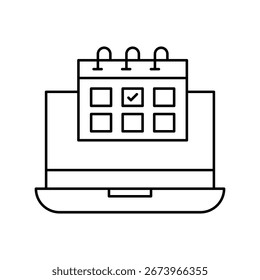Online-Termin-Symbol mit weißem Hintergrund, Vektorgrafik