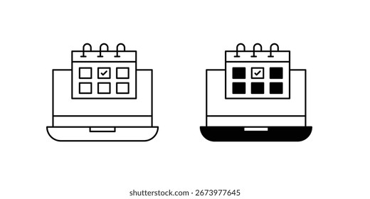 Online-Termin-Set-Symbol mit weißem Hintergrund, Vektorgrafik