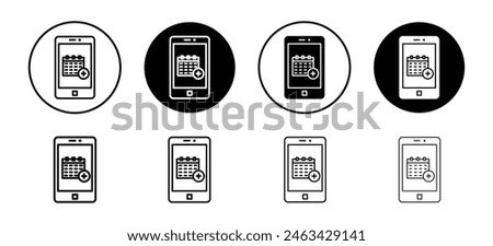 Online appointment through smartphone mobile app icon. agenda or event reminder calendar symbol.