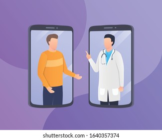 online apps consultation with patients and doctor conversation with modern flat style