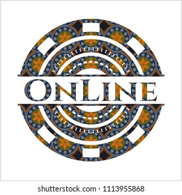  Online arabic badge. Arabesque decoration.