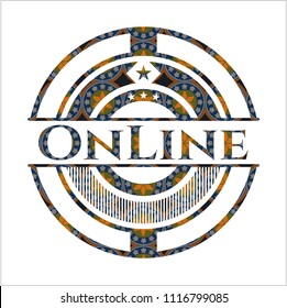 Online arabic badge background. Arabesque decoration.