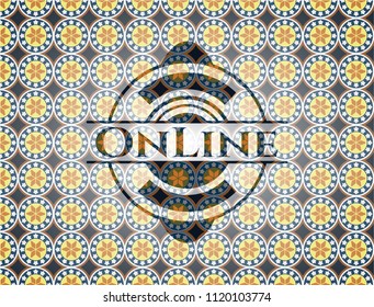 Online arabic badge background. Arabesque decoration.