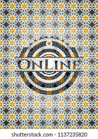 Online arabic badge background. Arabesque decoration.