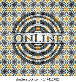 Online arabic emblem background. Arabesque decoration.
