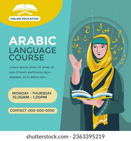 Online Arabic Language Course Webinar Poster Design great for Social Media Post Template
